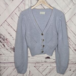 Urban Outfitters Light Blue Buttoned Down Cropped Cardigan